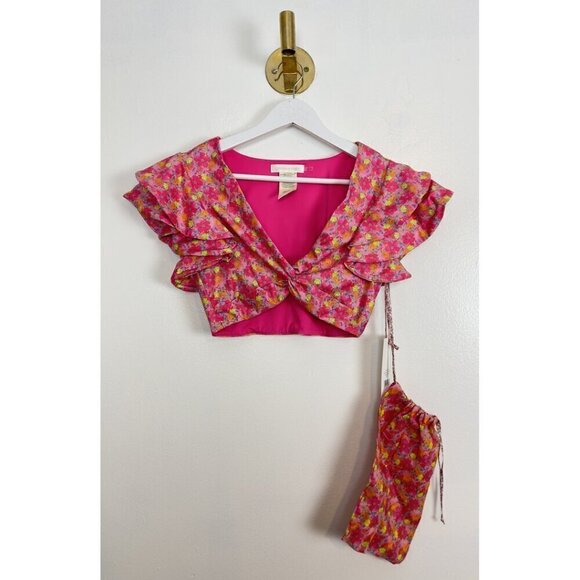 LOVESHACKFANCY Kiella Ruffle Crop Top and Citrine Mini Skirt in Passion Sound - Picture 7 of 14